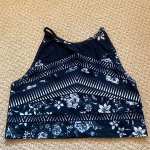Black Floral Performance Top